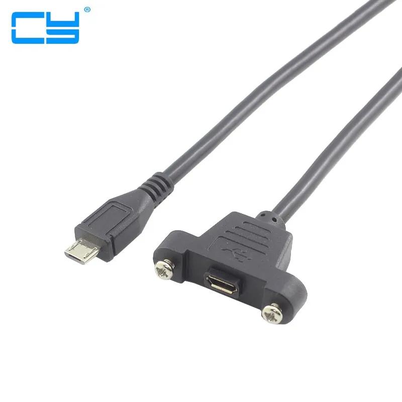 Micro USB 5Pin ชายหญิงประเภทแผง Mount Cable พร้อมสกรู30ซม.50ซม.