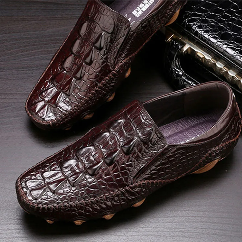 2019 New casual Men\'s Shoes British Dermis Crocodile Business Men\'s Shoes really genunine leather shoes big size black shoes
