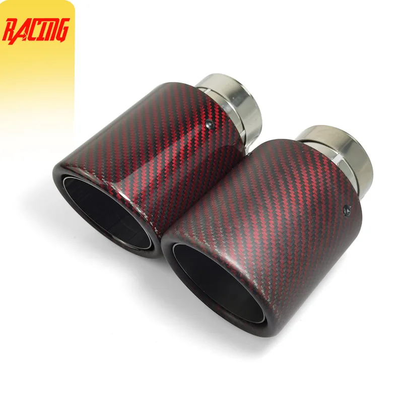 1 Pcs Red Carbon Fiber Rolled Edge Exhaust Tips for Car Muffler Tail Pipe Decorate Nozzle