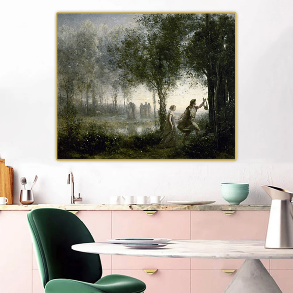 Citon Jean Baptiste Camille Corot《Orpheus Leading Eurydice from the Underworld》Canvas Oil painting Wall Decor Home Decoration