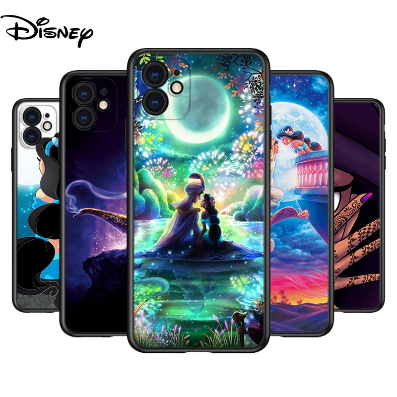 Aladdin Jasmine Princess For Apple iPhone 15 14 13 12 11 Pro Max Mini XS X XR 7 8 6 Plus 5S Silicone Black Phone Case Coque Capa