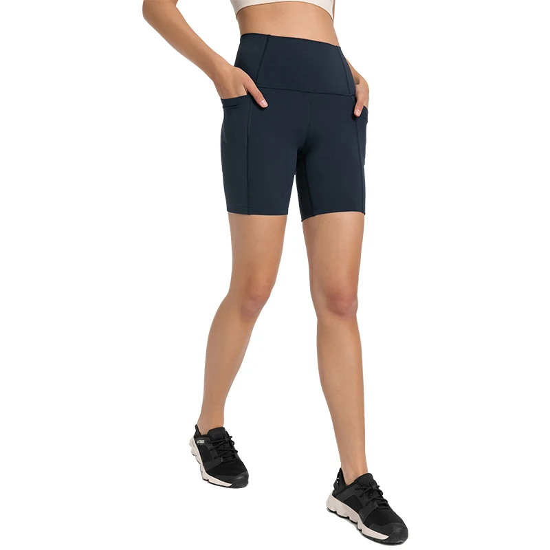 Fitness Short Soft Women Tight Comprehensive Training Jogging Yoga Sports Short High Waist Legging Side Pockets Cycling Athletic