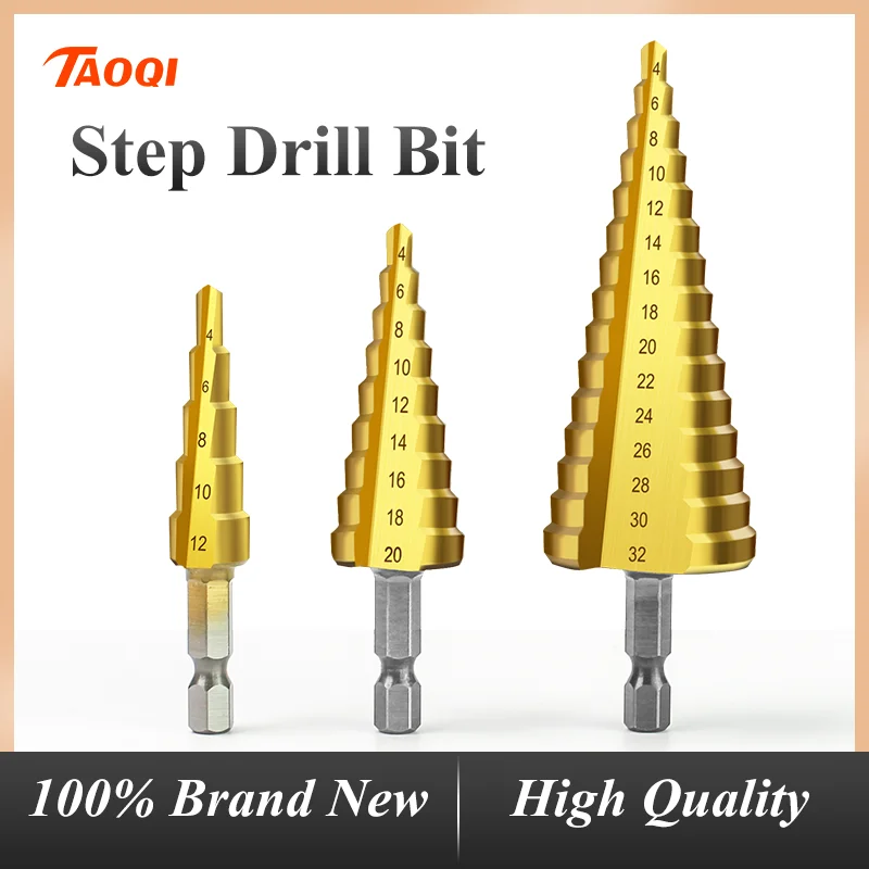 3-12mm 4-12mm 4-20mm 4-32mm HSS Straight Groove Step Drill Bit Set Titanium Coated Wood Metal Hole Cutter Core Drill Bit Set