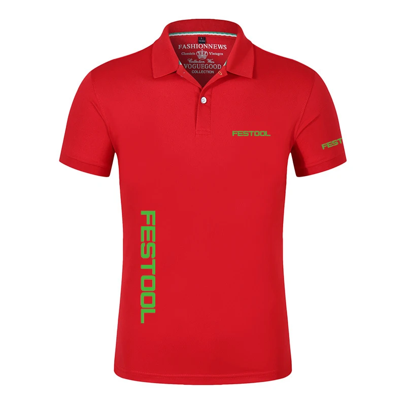 Festool Tools Printing Fashion New-Design Short Sleeve Sports-Wear Mens Polos Shirts Lapel Casual Polos Clothing Slim Tops