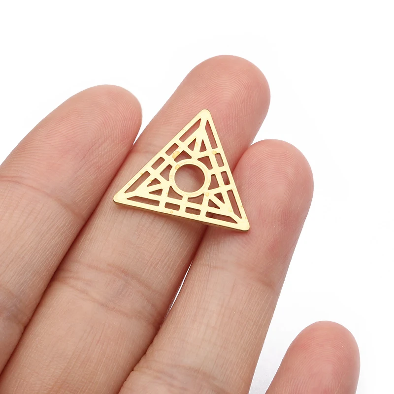 20pcs Raw Brass Hollow Heart Charms Triangle Charms Pendant For DIY Handmade Earrings Bracelet Jewelry Findings Making