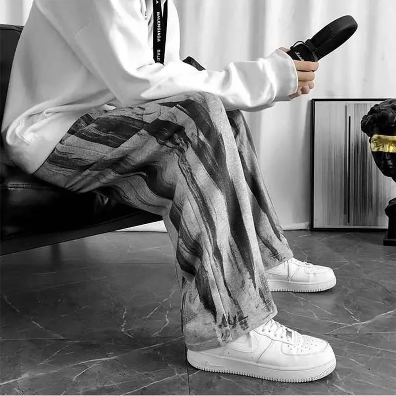 

Men's Tie Dye Pants Vintage Hip Hop Casual Sweatpants Loose Wide Leg Trousers Spring Summer New Streetwear Pantalon Homme