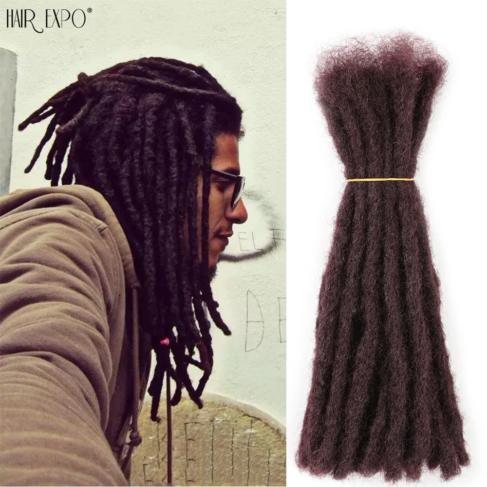 Orijinal Dreadlocks sentetik el yapımı saf renk peruk Reggae tığ uzatma saç örgüler siyah kadınlar veya erkekler saç Expo