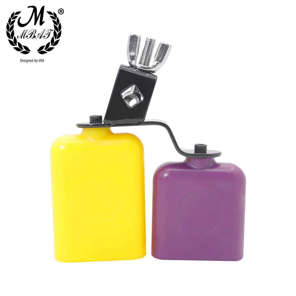 

M MBAT Quality Yellow And Purple Square Muyu Cowbell Drum Kit Accessories Treble Bass Metal Muyu Cow bell Percussion Instrument