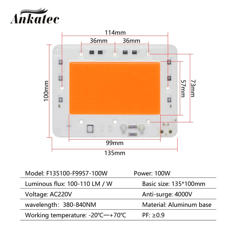 LED Grow , led cob full spectrum, COB CHIP, 150w, 100W ,Light module,indoor led full spectrum 380-840NM，free shipping,