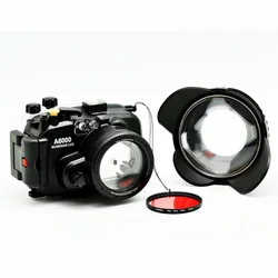 40m/130ft for Sony A6000 (16-50) Underwater Camera Housing + Wide Angle Dome port lens + 67mm Red Diving Filter