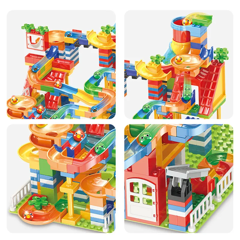 Big Marble Race Run Maze Ball Building Blocks Parts Special Track Slide Gear Pipeline Funnel Cubes Compatible Construction Toys