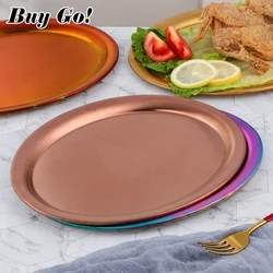 1/2PCS Stainless Steel Dinner Plates Restaurant Gold Serving Tray Oval Dessert Cake Snack Dishes Storage Plate Korean Cutlery