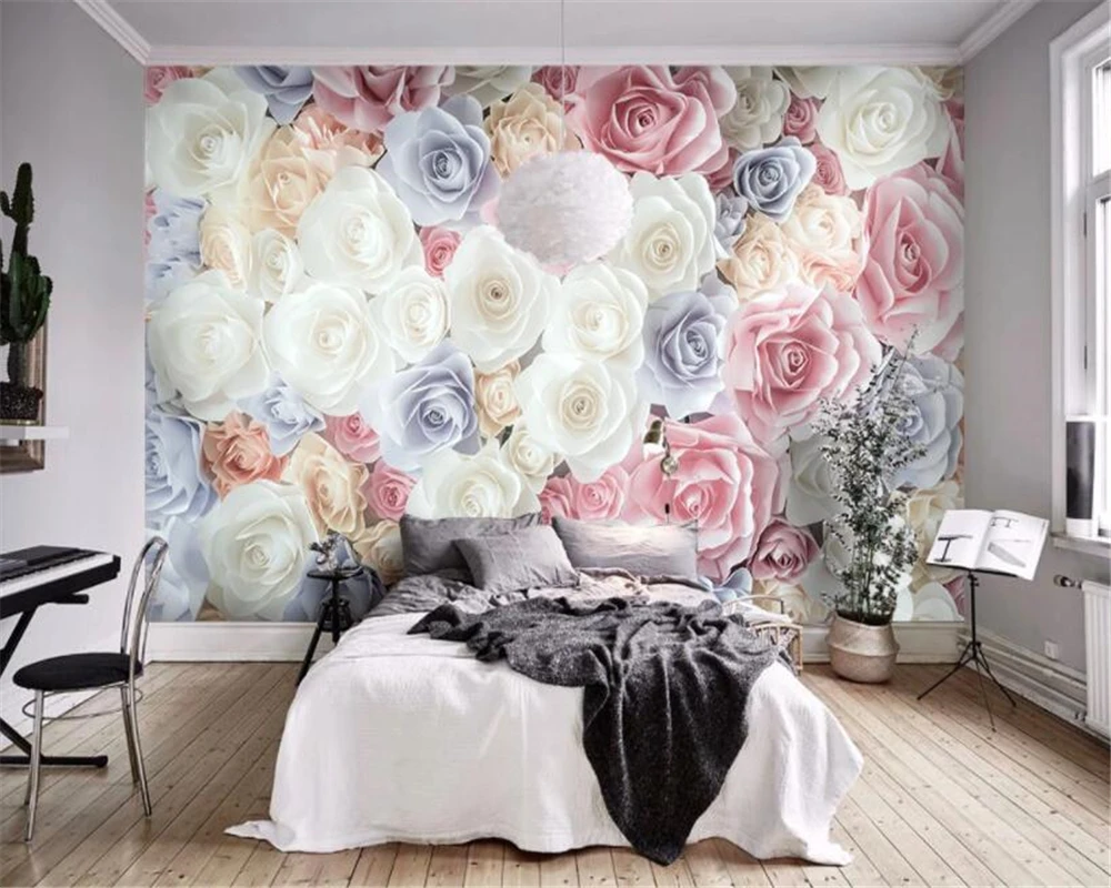 Beibehang Custom 3d Behang Romantische Rose 3D Tv Achtergrond Woonkamer Slaapkamer Achtergrond Muurschildering Behang 3d