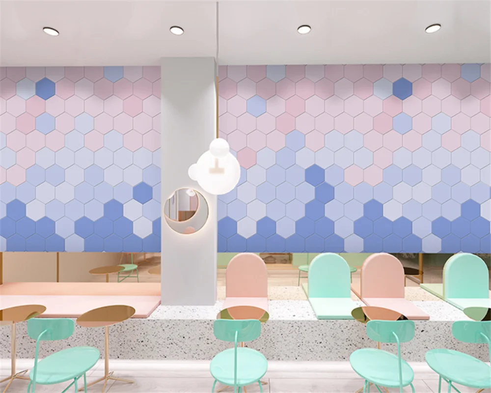 

beibehang Custom modern new hand-painted geometric hexagonal round background papel de parede wallpaper papier peint