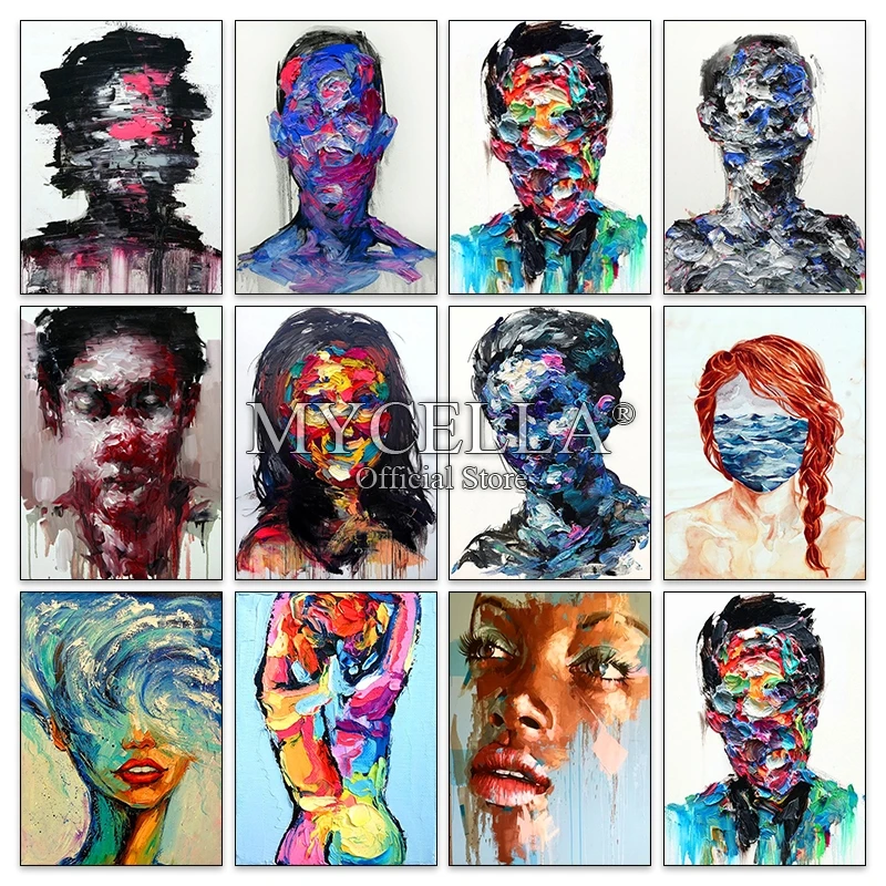 

5d Diy Diamond Painting Cross Stitch Diamond Embroidery Color art abstract oil painting girl Mosaic Full Rhinestone Gifts Craft