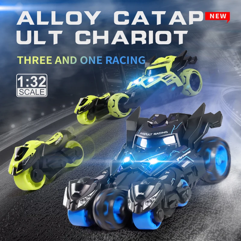 Kids Alloy Pull Back Car Toys 1:32 Catapult Car Ejector Diecast Model Sound Light Collection Vehicles Motorcycle For Children