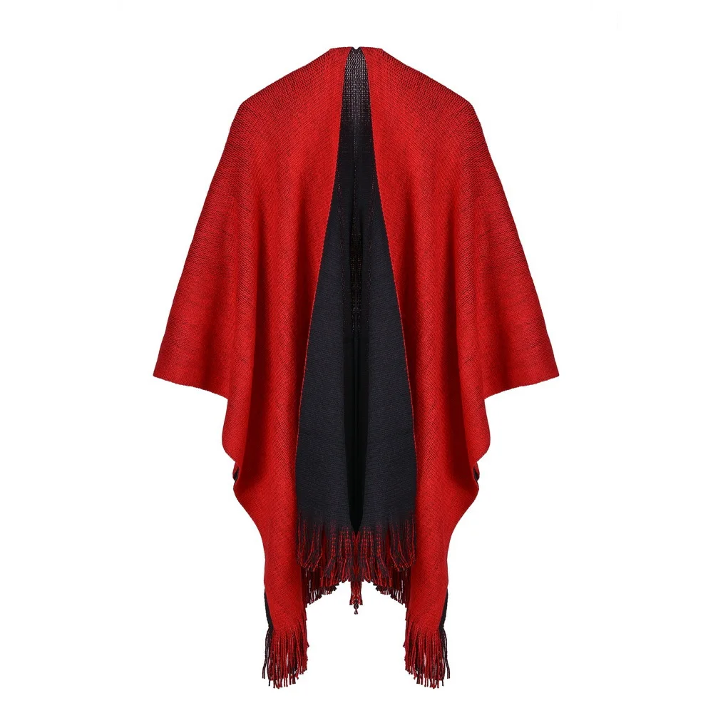 New Design 100% ACRYLIC Autumn Winter Warm Fashion Cloak Ponchos Tassel Shawl 110*160CM Femme Thick Tippet Wraps Foulard Bufanda