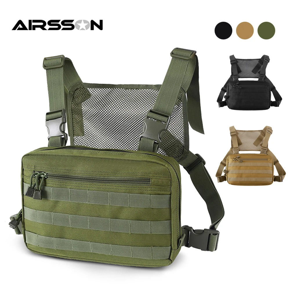 Tactical Chest Bag Combat Vest Front Pack Outdoor Molle EDC Bag Detachable Strap Zipper Backpack For Airsoft Hunting