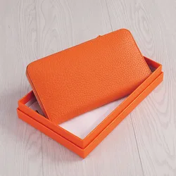 All Leather Women Wallet Long Zipper Luxury Designer Large Capacity Thin Phone Clutch Purse Credit Card Money Bag with Gift Box