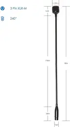 Gooseneck Microphone DJ Mic with 3 Pin XLR-Male Talk-Back, 19in Wired Flexible, 12VAC, Not for Phantom 48V, MovingCoil