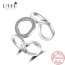 New Fashion Circle Form Surround Design Rhinestone Rings 925 Sterling Silver Round CZ Resizable Elegant Ring Women Jewelry Gift