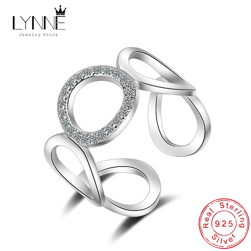 Nowa moda Okrągła forma Otaczająca konstrukcja Pierścionki z kryształem górskim 925 Sterling Silver Okrągły CZ Elegancki pierścionek z regulacją rozmiaru Biżuteria damska Prezent