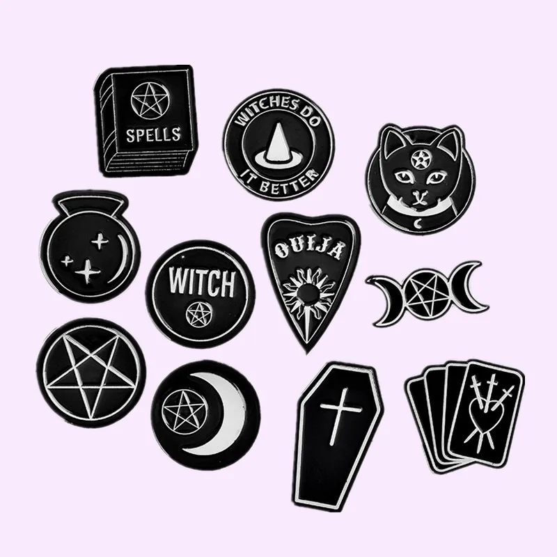 Custom Witches Do It Better Witch Ouija Spells Black Moon Enamel Pin Brooches Lapel Pin Badges Jewelry Gift for Friend Wholesale
