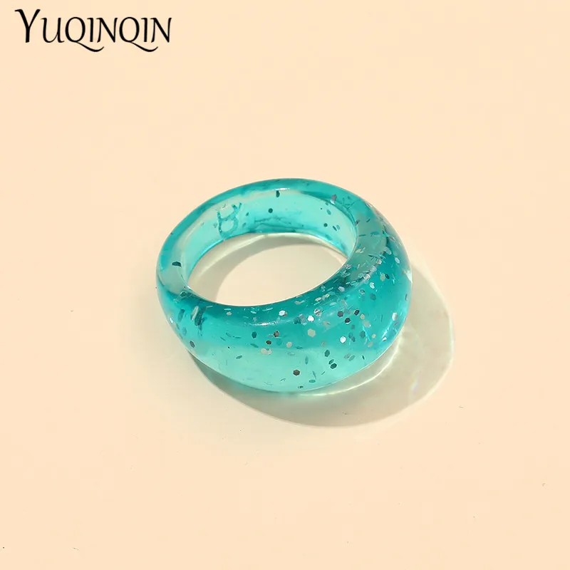 Trendy Transparent Acrylic Finger Ring For Girls Vintage Accessories Sequins Chic Rings Set For Women Minimalist Fashion Jewelry