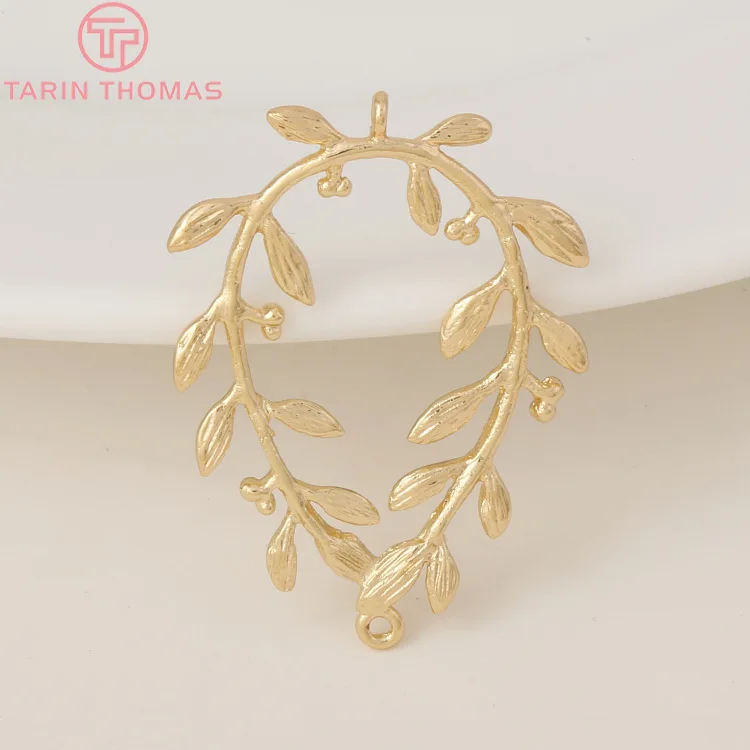 (827)6CPS 23x30MM 24K Gold Color Plated Brass Hollow Flower Vine Charms Pendants High Quality For DIY Jewelry Making
