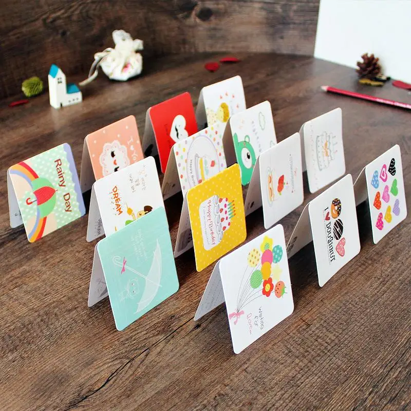 10pcs/set  Korea Creative Cute Mini Greeting Card Birthday Card Message Greeting Cards Kraft lovers Cards ZQ041