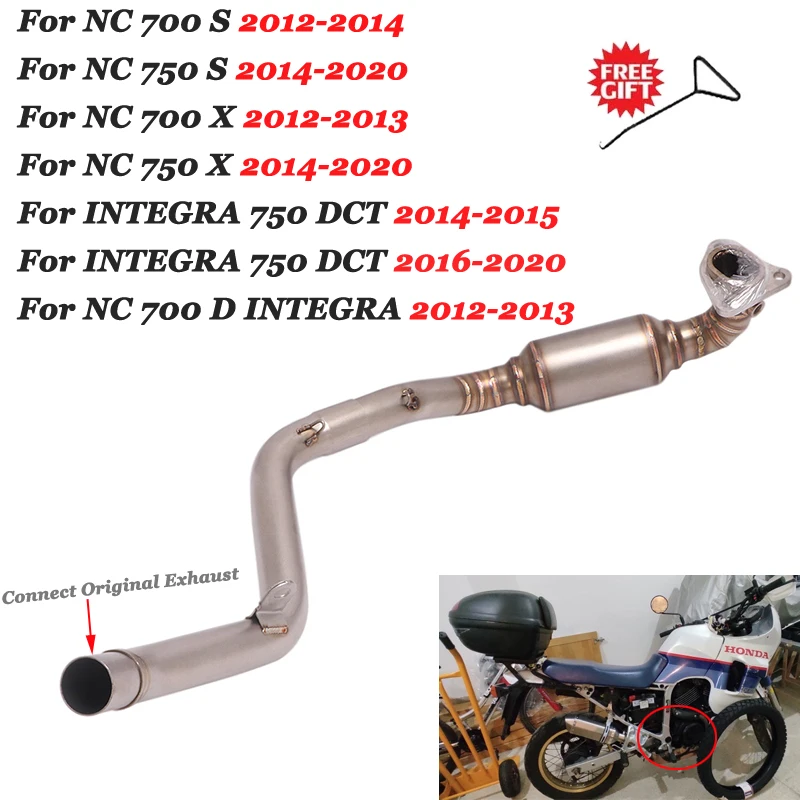 

Motorcycle Exhaust System Pipe Escape Slip On For Honda NC700 NC700X NC700S DCT 2012 - 2020 Front Link Pipe Without Muffler