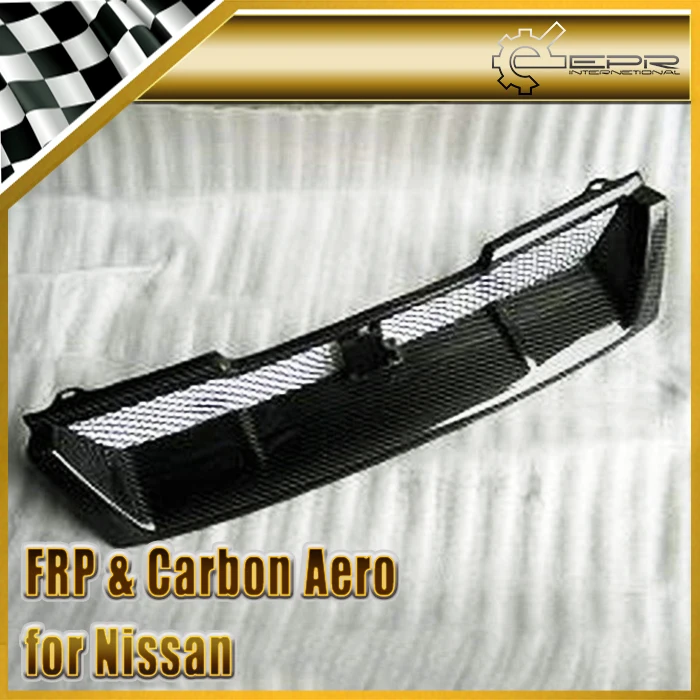 Car-styling For Nissan Skyline R33 GTR Carbon Fiber OEM Front Grille (GTR only) Glossy Finish Bumper Grill Cover Car Accessories