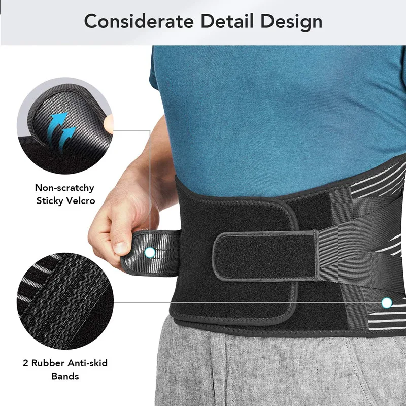 Lower Back Brace with 6 Stays Anti-skid Orthopedic lumbar Support Breathable Waist Support Belt for Men Women Gym Pain Relief