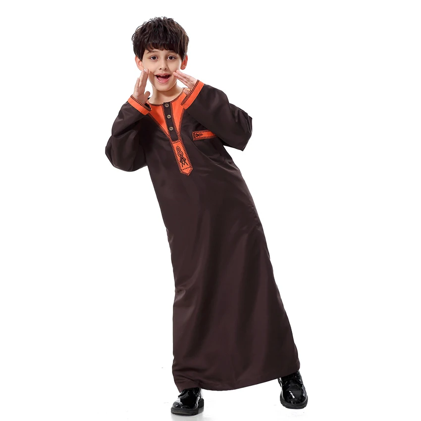 Muçulmano robe para crianças adolescentes abaya islâmico roupas homem arábia saudita manga cheia paquistão thobe ramadan kurta