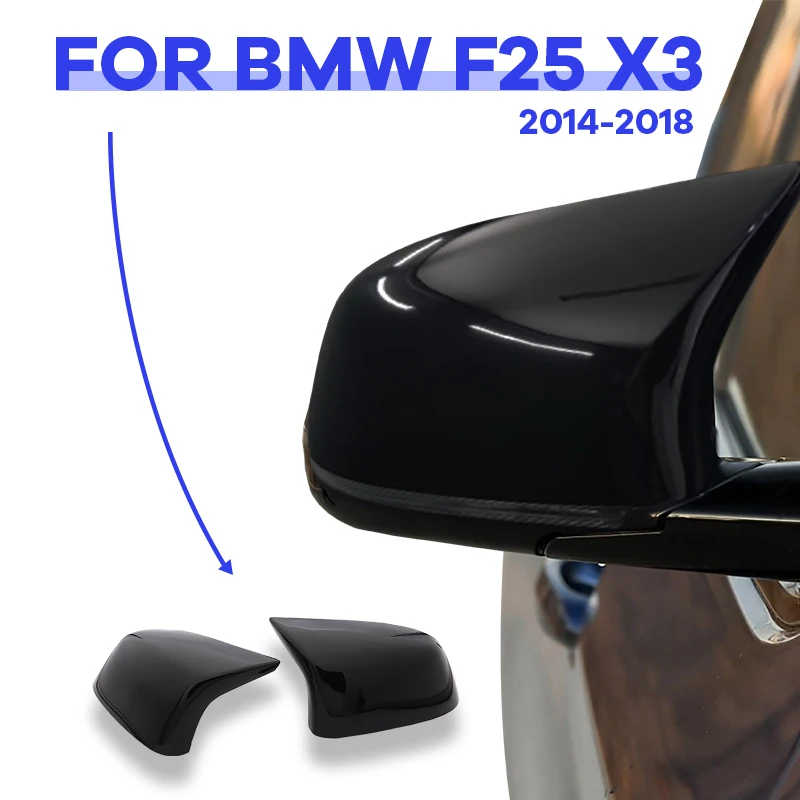 

High quality 2pcs car Rearview Mirror cover Caps Replacement Glossy Black M style For BMW F25 X3 2014-2018