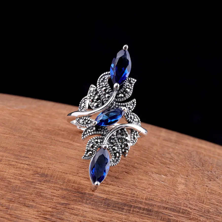 Anillos de circón con diamantes de imitación azules delicados para mujer, accesorios, joyería llamativa, banda de boda de moda de alta calidad,