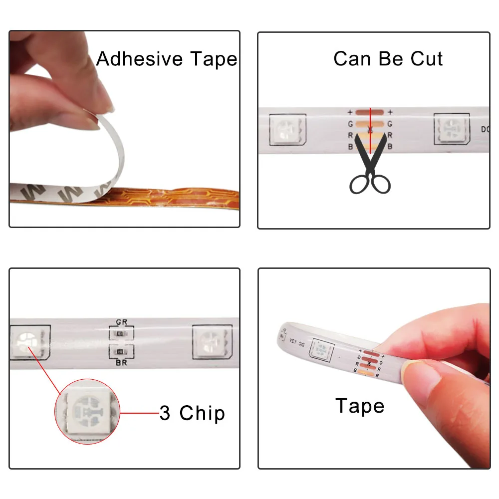 WiFi LED Strip Light 15M 20M RGB Ribbon Waterproof 5M 10M Diode DC 12V Control Decoration For Bedroom