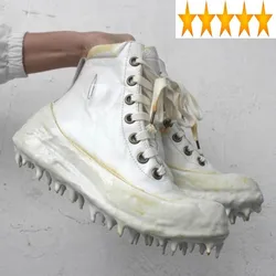 Boots Handmade Ankle Vintage White Men Luxury Designer Genuine Leather Cowhide Platform Sneakers Dripping Wax Black Trainers