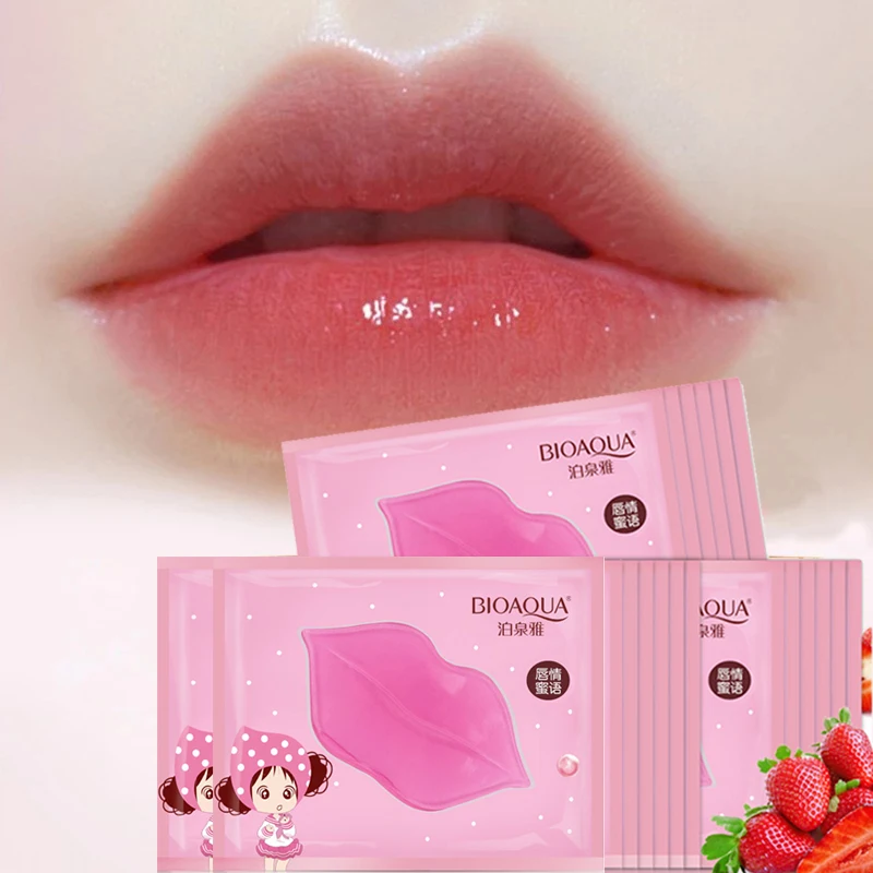 10Pcs Strawberry ​Lips Mask Natural Fruit Collagen Nourishing Moisturizing Repairing Tender Sexy Lips Prevent Chapped Lips Care