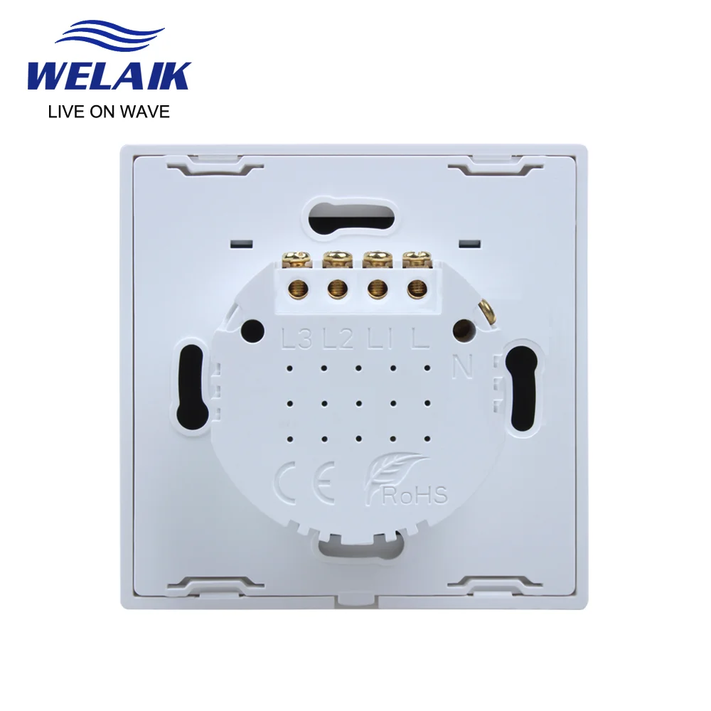 WELAIK EU 86*86mm 3gang1way Crystal Glass Panel Intelligent Light Smart White Wall Touch Switch 220V B1931CW