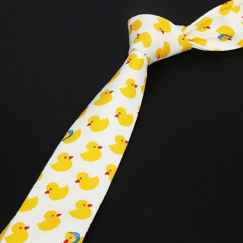 Cotton Men\'s Colourful Tie Duck Dog Fruit Flower Ties Narrow Kids Children Necktie Slim Skinny Cravate Narrow Thick Neckties