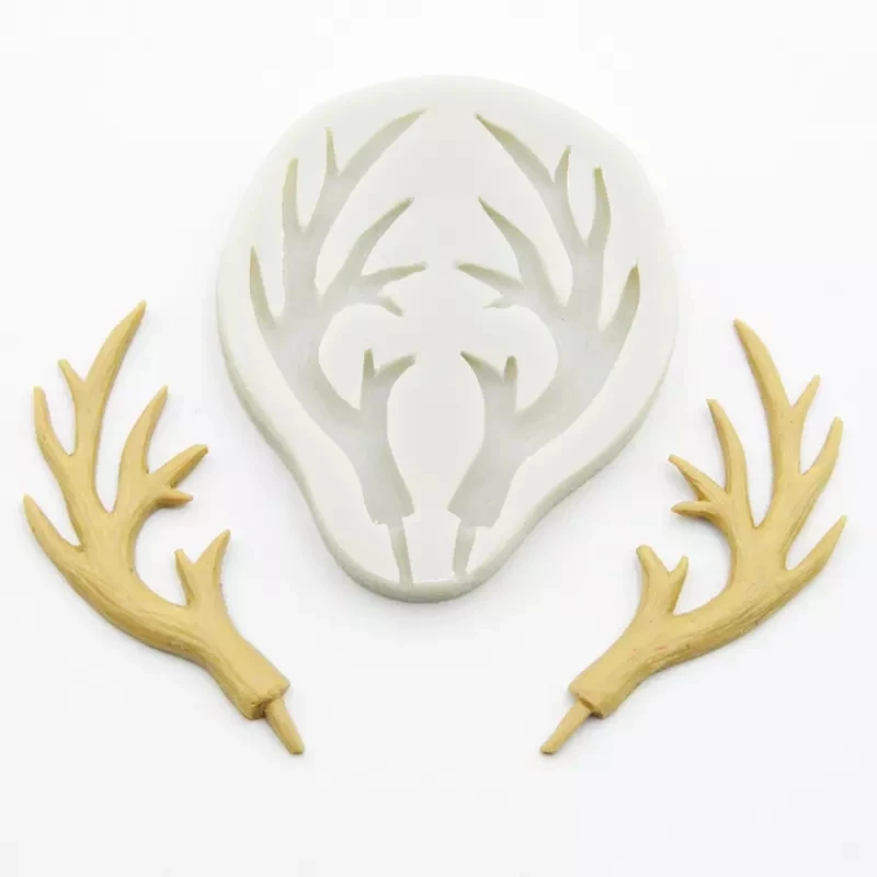 Deer Horns Silicone Mold Kitchen Resin Cake Baking Tool DIY Chocolate Pastry Fondant Moulds Dessert Lace Decoration Supplies