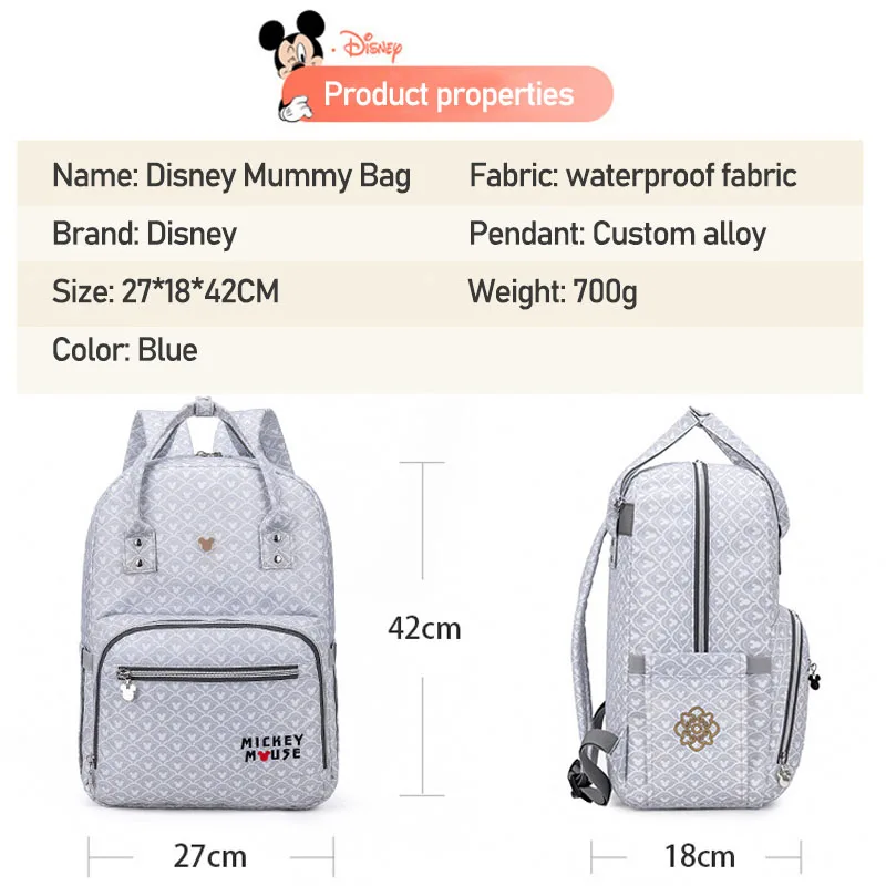 Disney Mummy Bag Backpack Mickey Mouse Baby Diaper Bags Large Capacity Waterproof Mummy Nappy Bag Feeding Bottle Insulation Bags