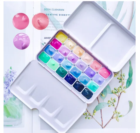 

Candy Color 24 Color Watercolor Pigment Sub-packaging Hand Account Novice Watercolor Mini Beginner Macaron Suit