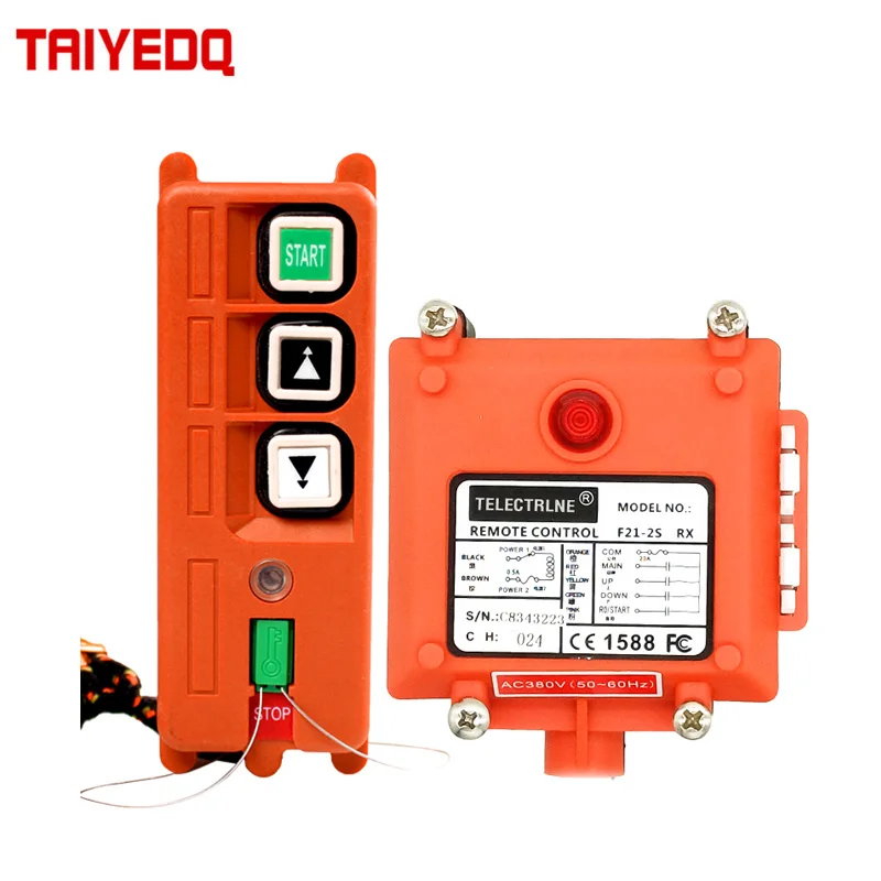 AC220V 380V 36V Industrial Remote Control Crane Hoist Electric Wireless Remote Switch F21-2S