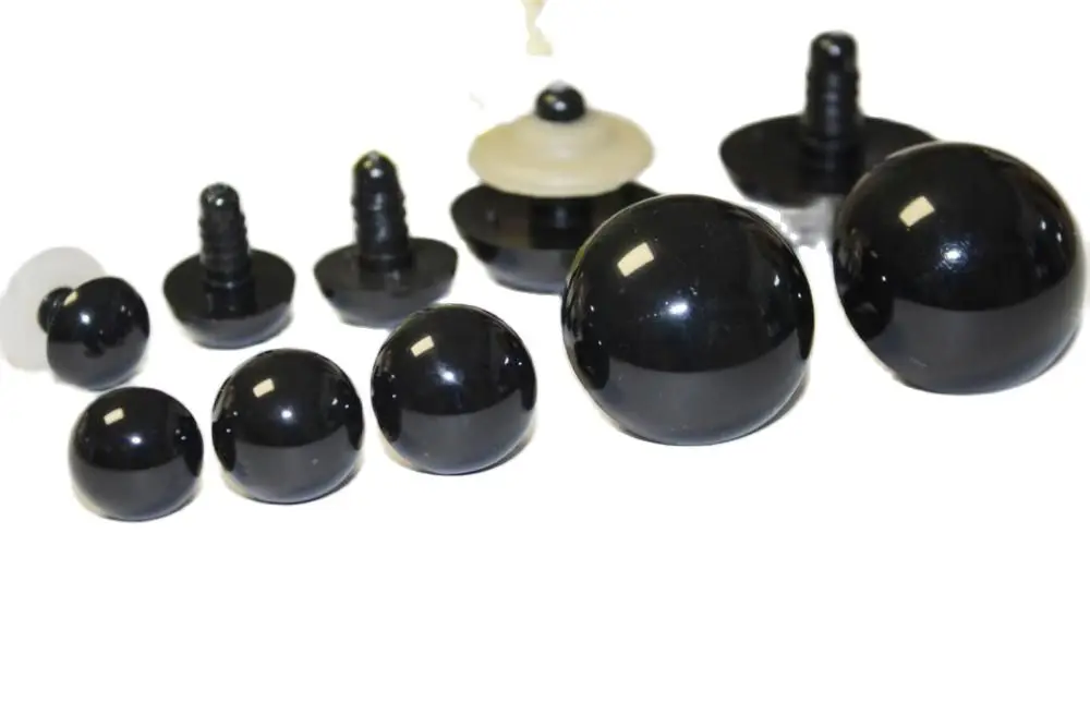 

20pcs 4.5mm to 50mm high quality bright full black round toy eyes doll nose for diy craft --size option