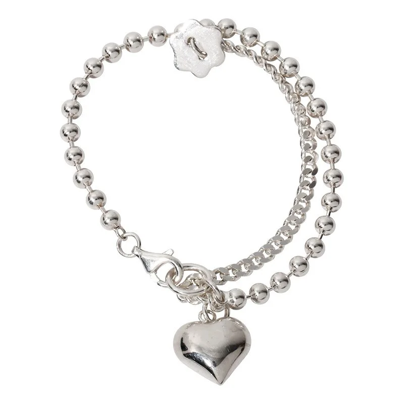 FOXANRY Silver Color Bracelet for Women Girl Accessories Trendy Elegant Creative Unique LOVE Heart Birthday Party Jewelry