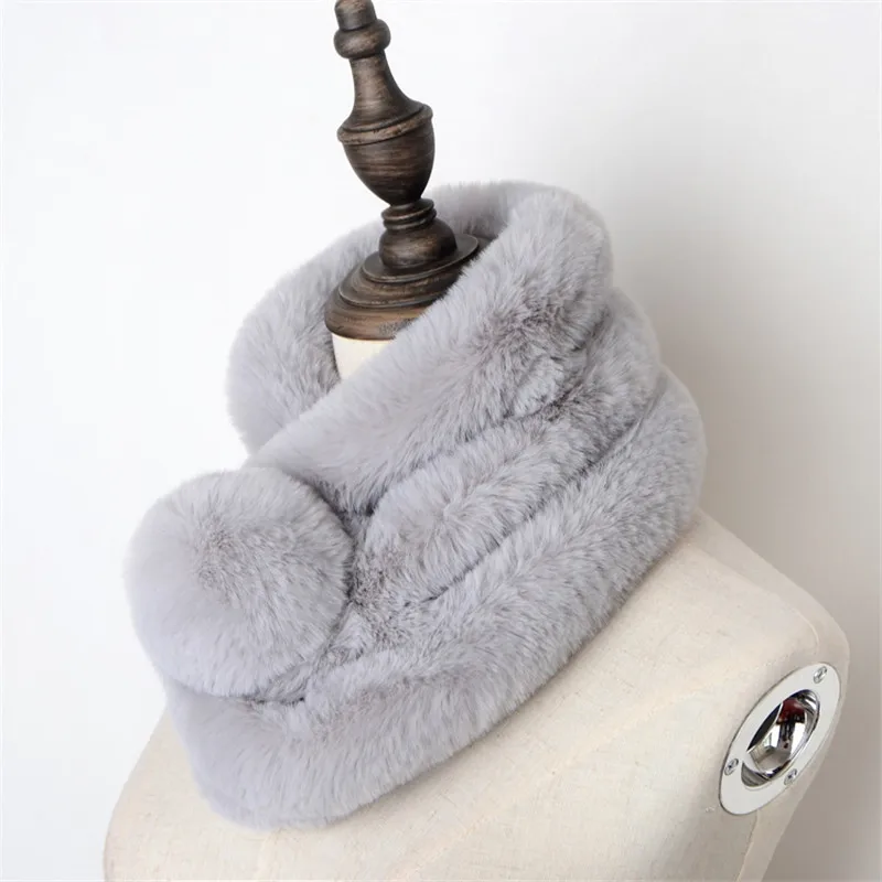 Children's Winter Thickened Warm Scarf Faux Fur Scarf Women Shawl Boys And Girls Plush Bib Cyhristmas Gift