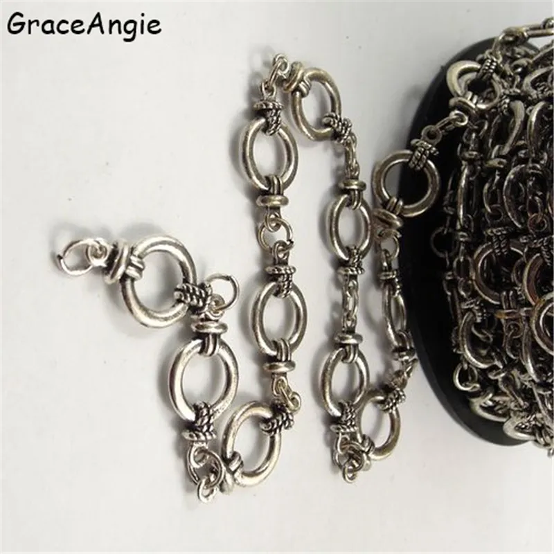 1Meter Bohemia Antique Bronze Silver Color Chain For Bracelet Handmade Jewelry Chains Necklace Chain Necklaces Women Vintage DIY