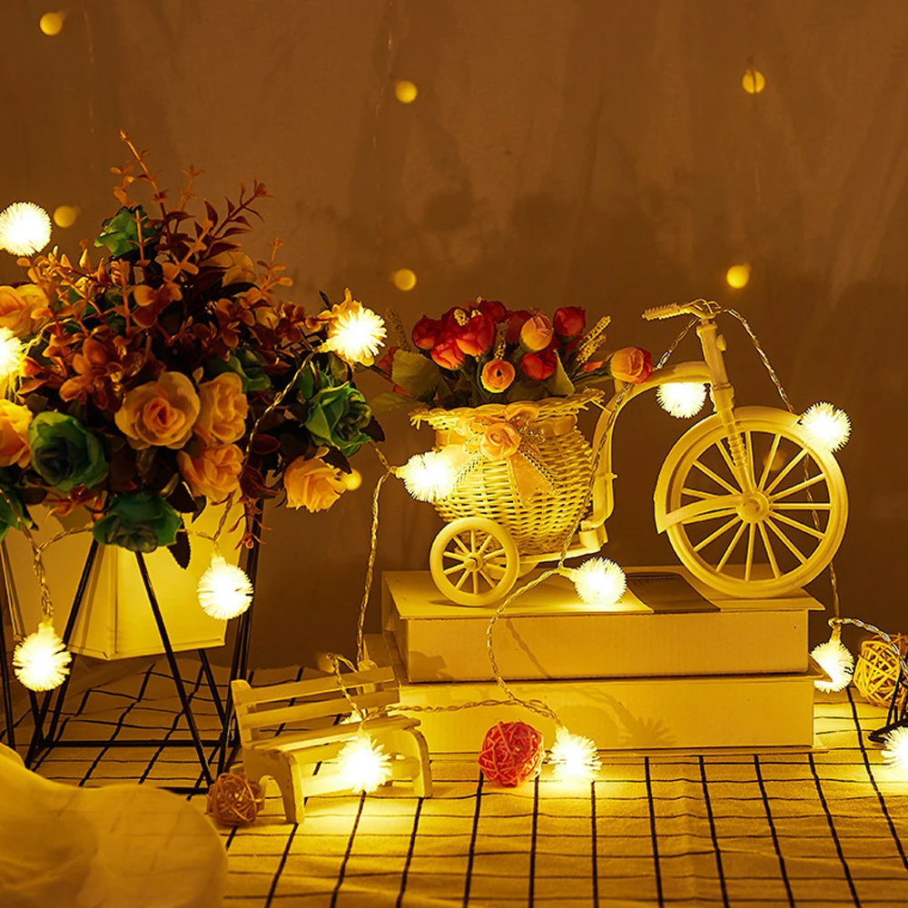 AC220V/Battery box led  dandelion lantern string is suitable for festive wedding decoration Christmas lights